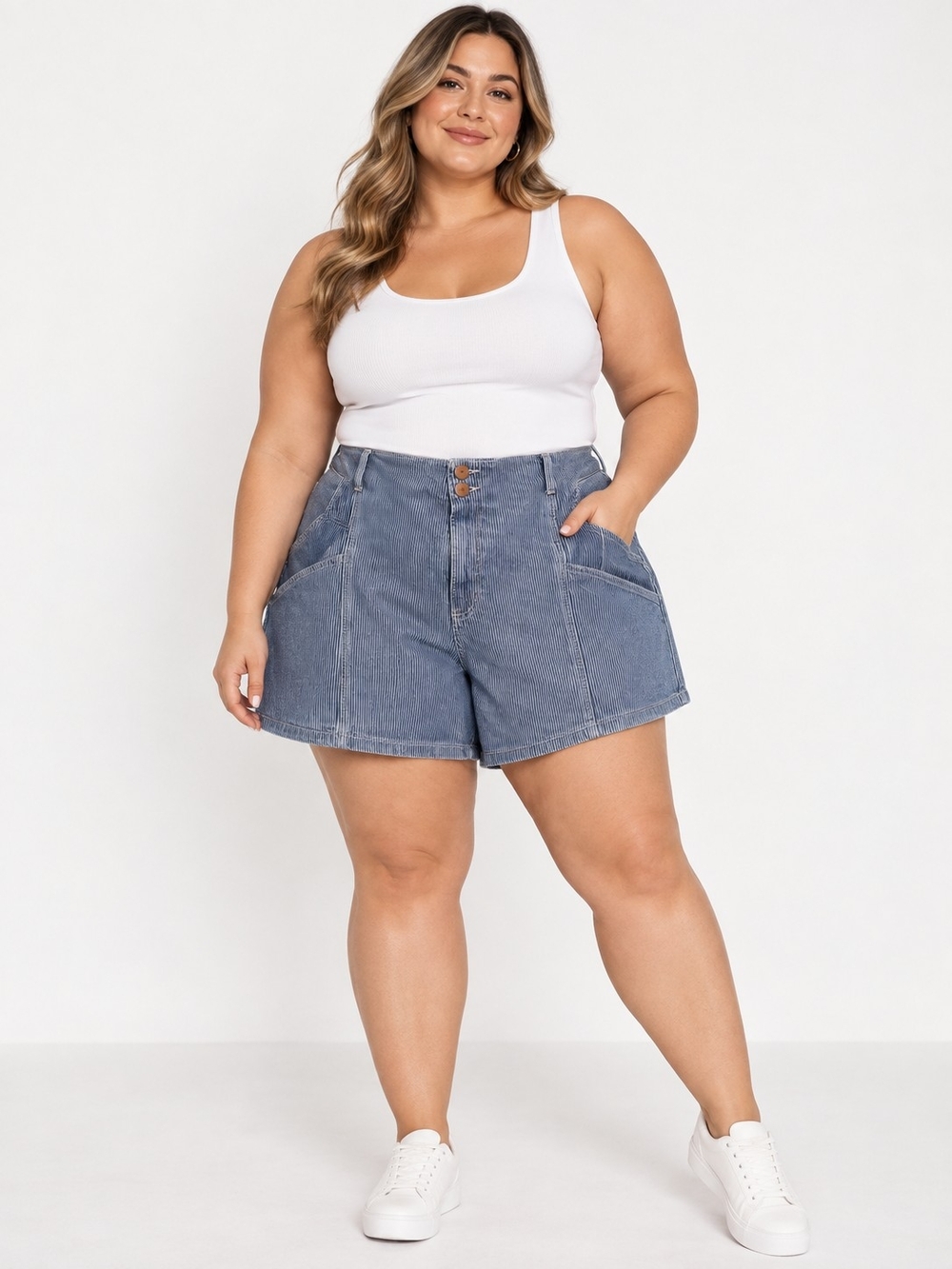Universal Thread Plus High-Rise Light Blue Denim Shorts
